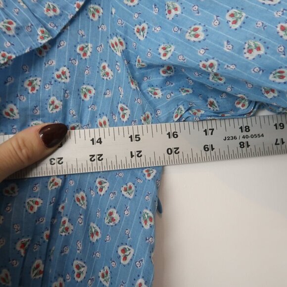 LoveShackFancy Floral Peasant Midi Dress Blue Short Sleeve Size 2 - Picture 7 of 8